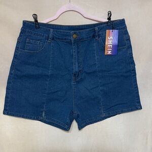 SHEIN Dark Blue High-Rise Denim Shorts